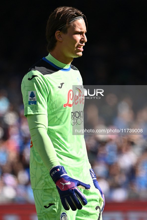 Marco Carnesecchi of Atalanta B.C. participates in the 11th day of the Serie A Championship between S.S.C. Napoli and Atalanta B.C. at the D...