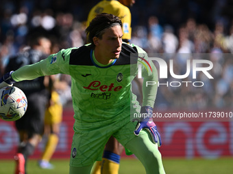 Marco Carnesecchi of Atalanta B.C. is in action during the 11th day of the Serie A Championship between S.S.C. Napoli and Atalanta B.C. at t...