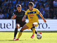 Alessandro Buongiorno of S.S.C. Napoli and Charles De Ketelaere of Atalanta B.C. are in action during the 11th day of the Serie A Championsh...