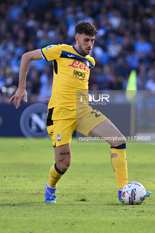 Matteo Ruggeri of Atalanta B.C. is in action during the 11th day of the Serie A Championship between S.S.C. Napoli and Atalanta B.C. at the...