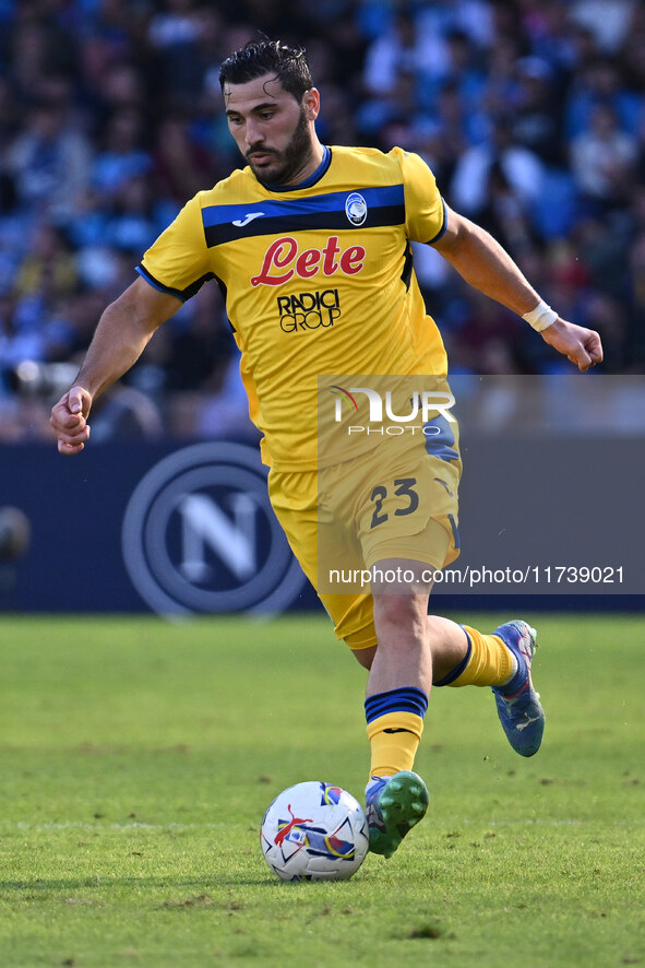 Sead Kolasinac of Atalanta B.C. is in action during the 11th day of the Serie A Championship between S.S.C. Napoli and Atalanta B.C. at the...