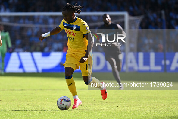 Ademola Lookman of Atalanta B.C. is in action during the 11th day of the Serie A Championship between S.S.C. Napoli and Atalanta B.C. at the...