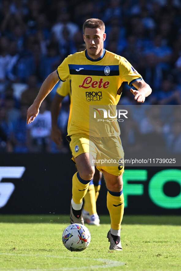 Mario Pasalic of Atalanta B.C. is in action during the 11th day of the Serie A Championship between S.S.C. Napoli and Atalanta B.C. at the D...