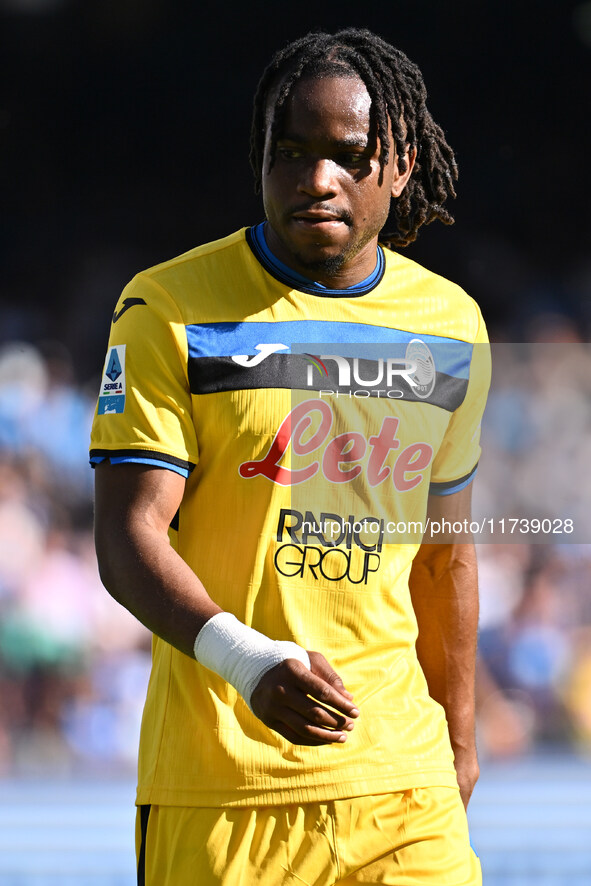 Ademola Lookman of Atalanta B.C. is in action during the 11th day of the Serie A Championship between S.S.C. Napoli and Atalanta B.C. at the...