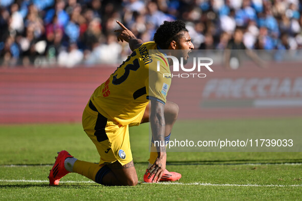 Ederson of Atalanta B.C. participates in the 11th day of the Serie A Championship between S.S.C. Napoli and Atalanta B.C. at the Diego Arman...