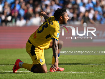 Ederson of Atalanta B.C. participates in the 11th day of the Serie A Championship between S.S.C. Napoli and Atalanta B.C. at the Diego Arman...