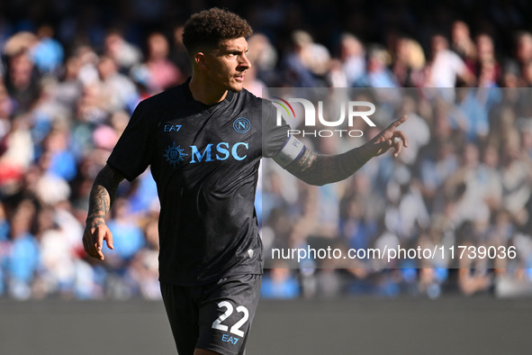 Giovanni Di Lorenzo of S.S.C. Napoli participates in the 11th day of the Serie A Championship between S.S.C. Napoli and Atalanta B.C. at the...