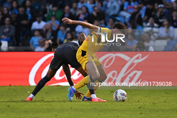 Matteo Ruggeri of Atalanta B.C. is in action during the 11th day of the Serie A Championship between S.S.C. Napoli and Atalanta B.C. at the...