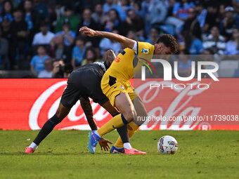 Matteo Ruggeri of Atalanta B.C. is in action during the 11th day of the Serie A Championship between S.S.C. Napoli and Atalanta B.C. at the...