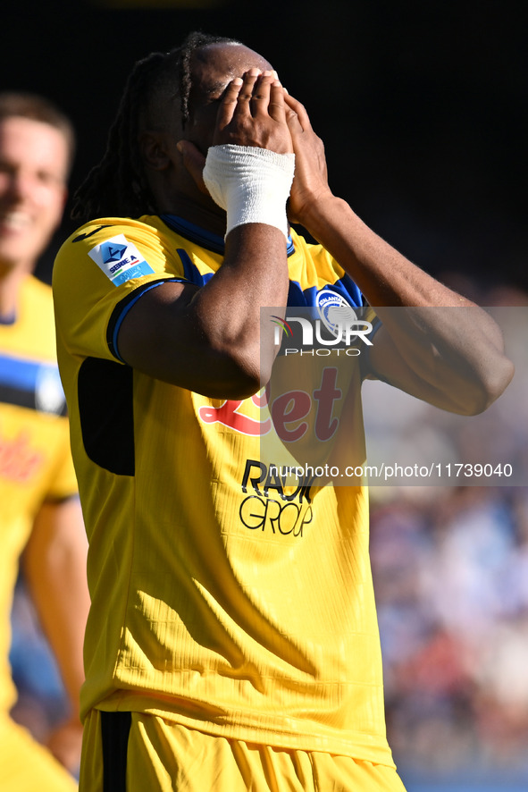 Ademola Lookman of Atalanta B.C. participates in the 11th day of the Serie A Championship between S.S.C. Napoli and Atalanta B.C. at the Die...