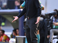 Antonio Conte coaches S.S.C. Napoli during the 11th day of the Serie A Championship between S.S.C. Napoli and Atalanta B.C. at the Diego Arm...