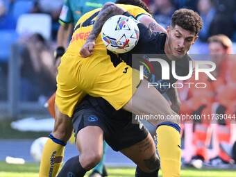 Matteo Ruggeri of Atalanta B.C. and Giovanni Di Lorenzo of S.S.C. Napoli are in action during the 11th day of the Serie A Championship betwe...