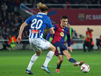 Pedri and Alex Kral play during the match between FC Barcelona and RCD Espanyol, corresponding to week 12 of LaLiga EA Sports, at the Lluis...