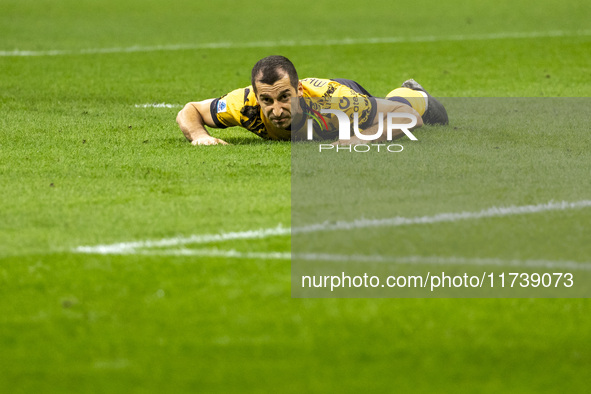 Henrikh Mkhitaryan plays during the Serie A match between FC Internazionale and Venezia FC at Giuseppe Meazza Stadium in Milano, Italy, on N...