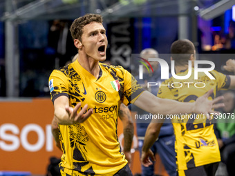 Benjamin Pavard plays during the Serie A match between FC Internazionale and Venezia FC at Giuseppe Meazza Stadium in Milano, Italy, on Nove...