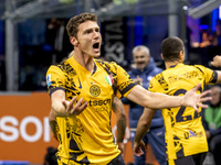 Benjamin Pavard plays during the Serie A match between FC Internazionale and Venezia FC at Giuseppe Meazza Stadium in Milano, Italy, on Nove...