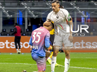 Filip Stankovic plays during the Serie A match between FC Internazionale and Venezia FC at Giuseppe Meazza Stadium in Milano, Italy, on Nove...