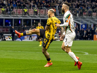 Federico Dimarco plays during the Serie A match between FC Internazionale and Venezia FC at Giuseppe Meazza Stadium in Milano, Italy, on Nov...