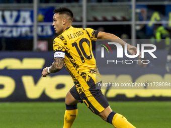 Lautaro Martinez plays during the Serie A match between FC Internazionale and Venezia FC at Giuseppe Meazza Stadium in Milano, Italy, on Nov...