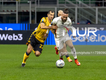 Henrikh Mkhitaryan plays during the Serie A match between FC Internazionale and Venezia FC at Giuseppe Meazza Stadium in Milano, Italy, on N...