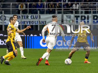 Francesco Zampano plays during the Serie A match between FC Internazionale and Venezia FC at Giuseppe Meazza Stadium in Milano, Italy, on No...