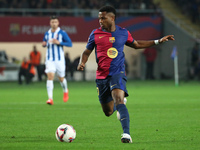 Ansu Fati plays during the match between FC Barcelona and RCD Espanyol, corresponding to week 12 of LaLiga EA Sports, at the Lluis Companys...