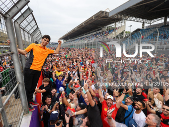 F2 driver Gabriel Bortoleto is with F1 fans during the Formula 1 Lenovo Grande Premio De Sao Paulo 2024 in Sao Paulo, Brazil, on November 3,...