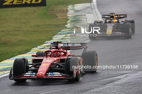 Charles Leclerc of Monaco drives the (16) Scuderia Ferrari SF-24 Ferrari during the Formula 1 Lenovo Grande Premio De Sao Paulo 2024 in Sao...