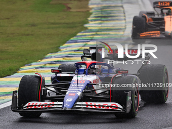 Liam Lawson of New Zealand drives the (30) Visa Cash app RB VCARB01 Honda RBPT during the Formula 1 Lenovo Grande Premio De Sao Paulo 2024 i...