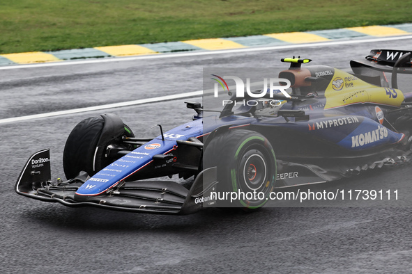 Franco Colapinto of Argentina drives the (43) Williams Racing FW46 Mercedes during the Formula 1 Lenovo Grande Premio De Sao Paulo 2024 in S...