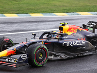 Sergio Perez of Mexico drives the (11) Oracle Red Bull Racing RB20 Honda RBPT during the Formula 1 Lenovo Grande Premio De Sao Paulo 2024 in...