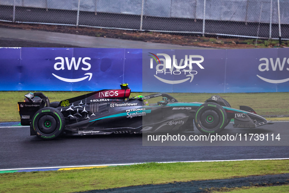 Lewis Hamilton of the UK drives the (44) Mercedes-AMG Petronas F1 Team F1 W15 E Performance Mercedes during the Formula 1 Lenovo Grande Prem...