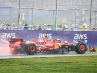 Carlos Sainz Jr. of Spain drives the (55) Scuderia Ferrari SF-24 Ferrari during the Formula 1 Lenovo Grande Premio De Sao Paulo 2024 in Sao...