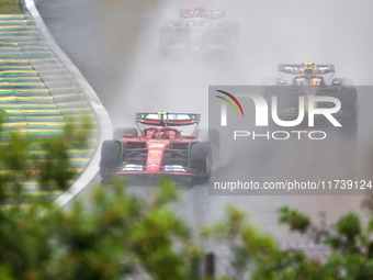 Carlos Sainz Jr. of Spain drives the (55) Scuderia Ferrari SF-24 Ferrari during the Formula 1 Lenovo Grande Premio De Sao Paulo 2024 in Sao...