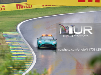 Esteban Ocon of France drives the (31) BWT Alpine F1 Team A524 Renault following the Safety Car during the Formula 1 Lenovo Grande Premio De...