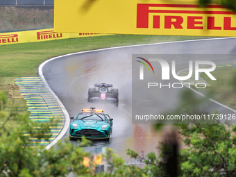 Esteban Ocon of France drives the (31) BWT Alpine F1 Team A524 Renault following the Safety Car during the Formula 1 Lenovo Grande Premio De...