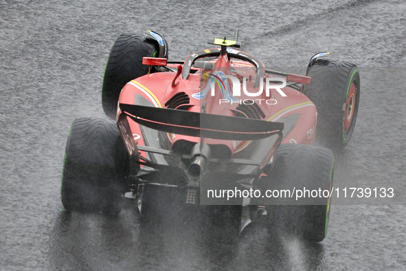 Carlos Sainz Jr. of Spain drives the (55) Scuderia Ferrari SF-24 Ferrari during the Formula 1 Lenovo Grande Premio De Sao Paulo 2024 in Sao...