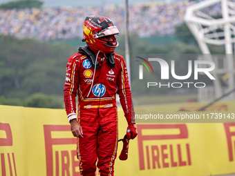 Carlos Sainz Jr. crashes during the Formula 1 Lenovo Grande Premio De Sao Paulo 2024 in Sao Paulo, Brazil, on November 3, 2024. (