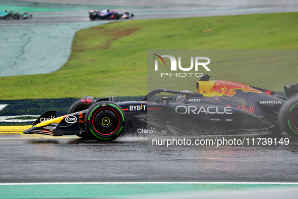 Max Verstappen of the Netherlands drives the Oracle Red Bull Racing RB20 Honda RBPT during the Formula 1 Lenovo Grande Premio De Sao Paulo 2...