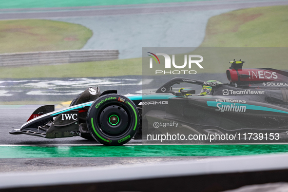 Lewis Hamilton of the UK drives the (44) Mercedes-AMG Petronas F1 Team F1 W15 E Performance Mercedes during the Formula 1 Lenovo Grande Prem...