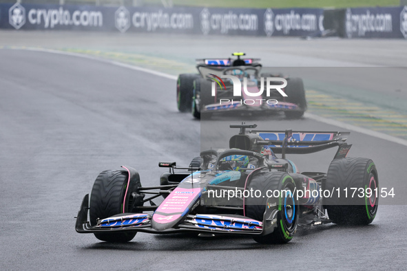 Esteban Ocon of France drives the (31) BWT Alpine F1 Team A524 Renault during the Formula 1 Lenovo Grande Premio De Sao Paulo 2024 in Sao Pa...