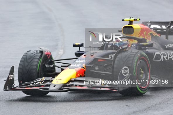 Sergio Perez of Mexico drives the (11) Oracle Red Bull Racing RB20 Honda RBPT during the Formula 1 Lenovo Grande Premio De Sao Paulo 2024 in...