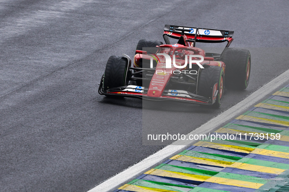 Charles Leclerc of Monaco drives the (16) Scuderia Ferrari SF-24 Ferrari during the Formula 1 Lenovo Grande Premio De Sao Paulo 2024 in Sao...