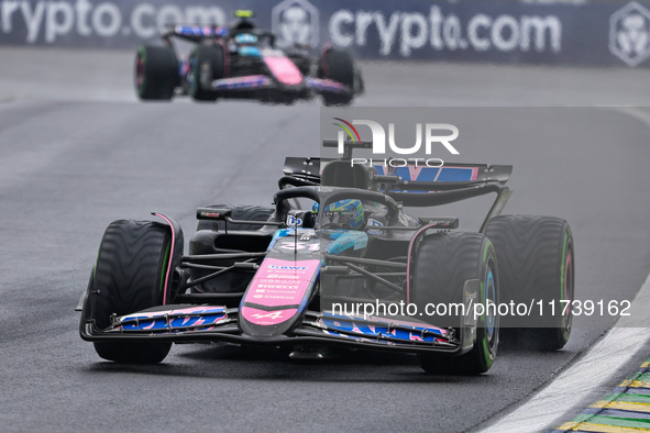 Esteban Ocon of France drives the (31) BWT Alpine F1 Team A524 Renault during the Formula 1 Lenovo Grande Premio De Sao Paulo 2024 in Sao Pa...