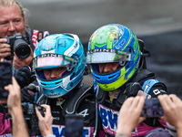 Pierre Gasly and Esteban Ocon finish on the podium during the Formula 1 Lenovo Grande Premio De Sao Paulo 2024 in Sao Paulo, Brazil, on Nove...