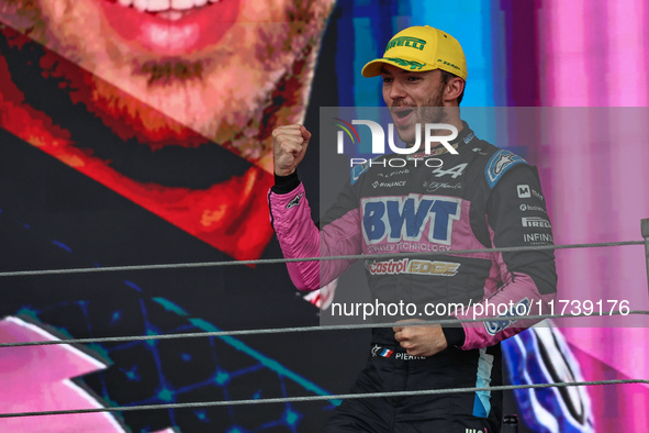 Pierre Gasly of France drives the (10) BWT Alpine F1 Team A524 Renault during the Formula 1 Lenovo Grande Premio De Sao Paulo 2024 in Sao Pa...