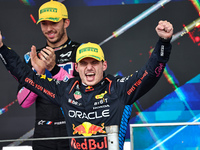 Max Verstappen of the Netherlands, winner of the race, drives the Oracle Red Bull Racing RB20 Honda RBPT during the Formula 1 Lenovo Grande...