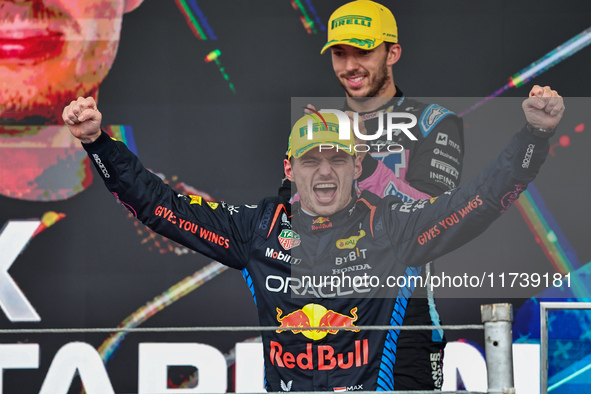 Max Verstappen of the Netherlands drives the Oracle Red Bull Racing RB20 Honda RBPT and wins the race during the Formula 1 Lenovo Grande Pre...