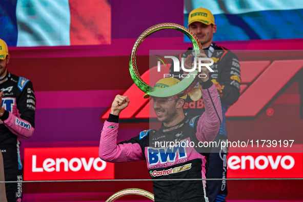 Pierre Gasly of France drives the (10) BWT Alpine F1 Team A524 Renault during the Formula 1 Lenovo Grande Premio De Sao Paulo 2024 in Sao Pa...