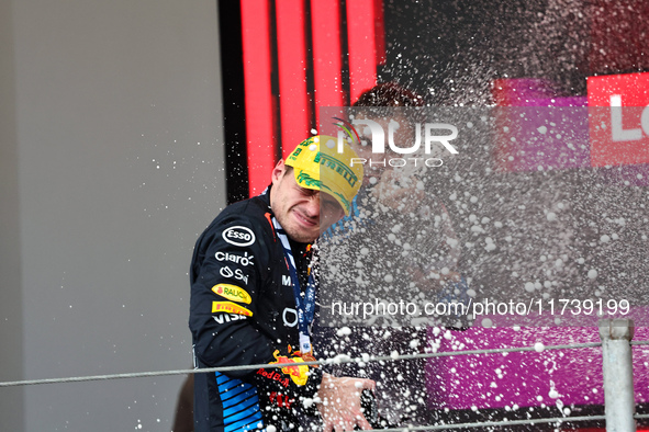 Max Verstappen of the Netherlands drives the Oracle Red Bull Racing RB20 Honda RBPT during the Formula 1 Lenovo Grande Premio De Sao Paulo 2...